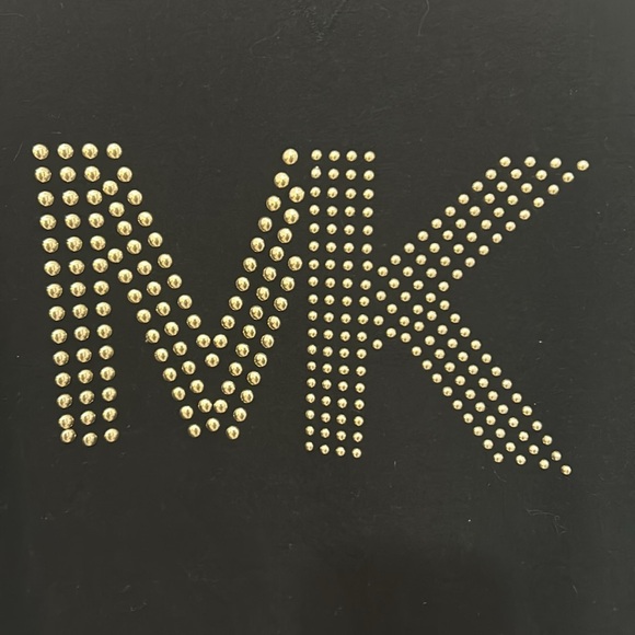 Michael Kors black sweatshirt top size large gold stud logo - Picture 2 of 6